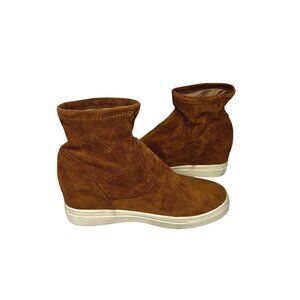 Le Sheelah Womens Brown Suede Ankle Boots Size 8